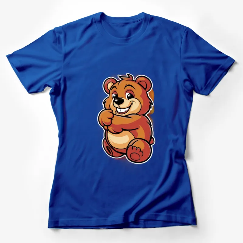 Cute Cartoon Bear T-Shirt, Adorable Smiling Bear Graphic Tee, Kids and Adults Casual Wear Female T-Shirt