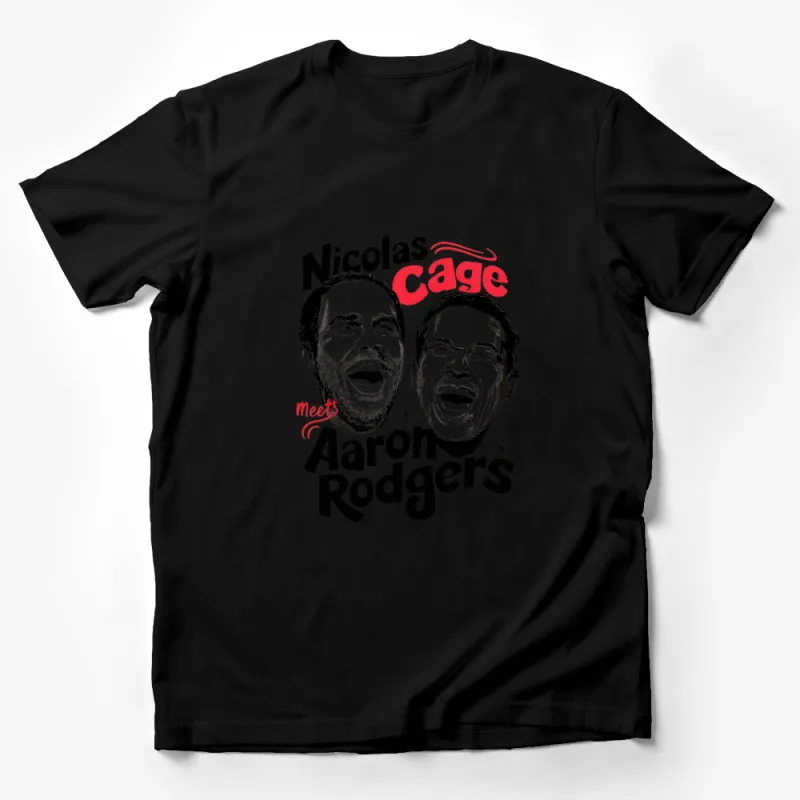 Nicolas Cage Meets Aaron Rodgers Funny Celebrity Mashup T-Shirt, Unique Graphic Tee, Pop Culture Apparel Male T-Shirt