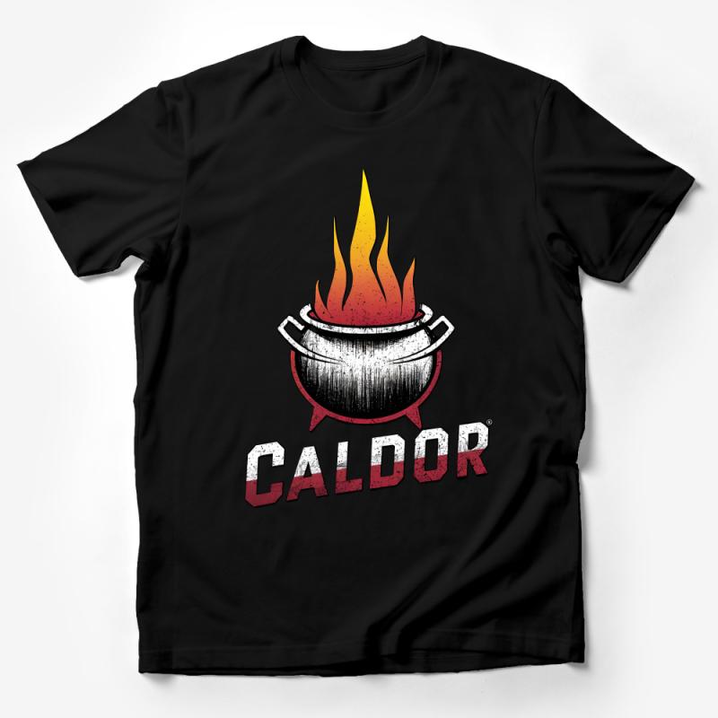 Vintage Cauldron Fire Graphic T-Shirt, Retro Witchy Caldor Tee, Unisex Modern Witch Apparel Male T-Shirt