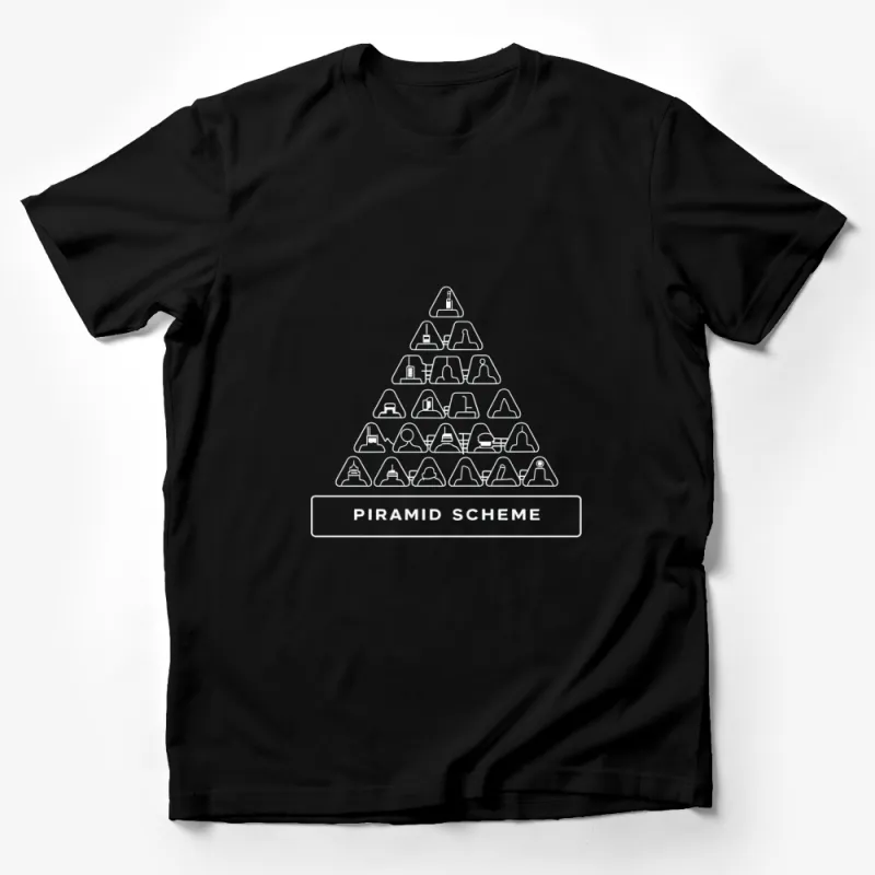 Pyramid Scheme Graphic T-Shirt, Minimalist White Design, Trendy Streetwear Top, Unisex Fashion Tee Male T-Shirt