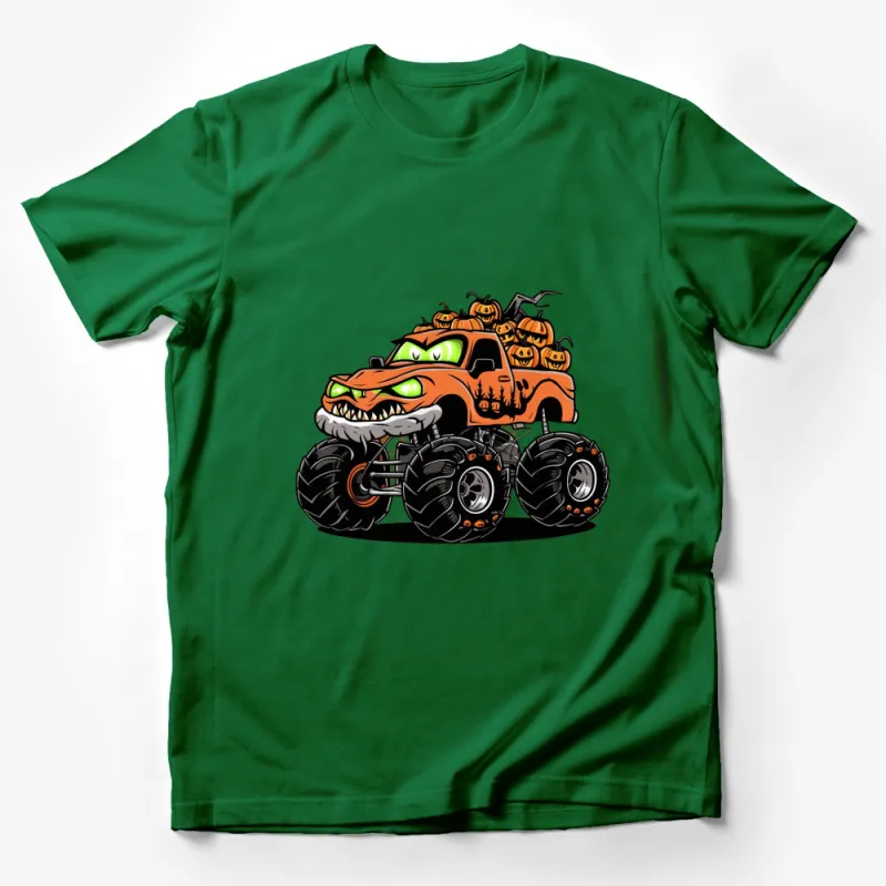 Orange Monster Truck Halloween Pumpkin Graphic T-Shirt, Men's Women's Kids' Casual Fall Tee, Unique October Apparel Male T-Shirt