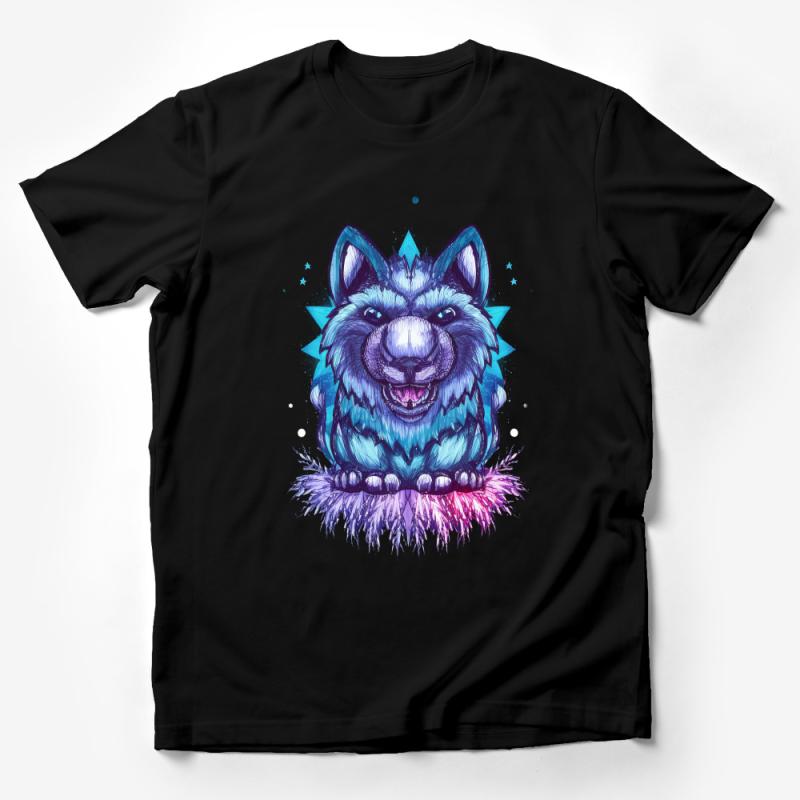 Vibrant Wolf Graphic Tee, Cool Blue Wolf T-Shirt, Unisex Wildlife Animal Top, Casual Streetwear, Unique Gift for Nature Lovers Male T-Shirt