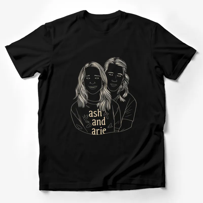 Custom Portrait T-Shirt, Line Art Couple Design, Personalized Gold Line Drawing Tee, Unique Gift for Couples Male T-Shirt