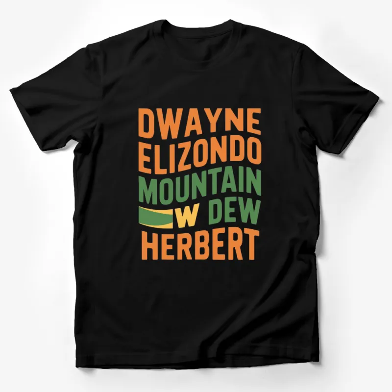 Dwayne Elizondo Mountain Dew Herbert Graphic T-Shirt, Bold Orange and Green Typography Design Male T-Shirt