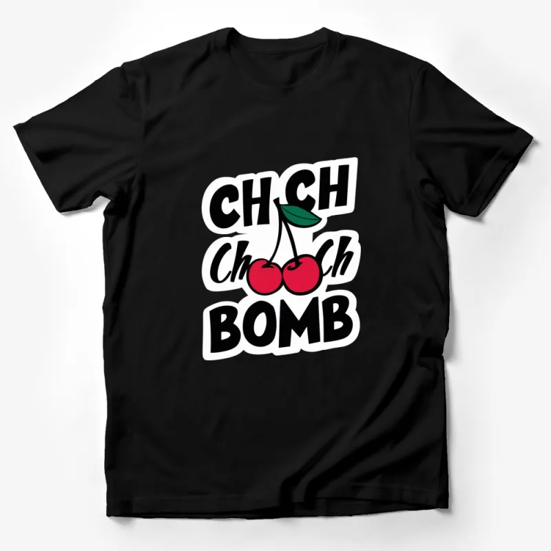 Cherry Bomb Graphic T-Shirt, Trendy Urban Style Tee, Retro Fruit Design, Unisex Fashion Top Male T-Shirt