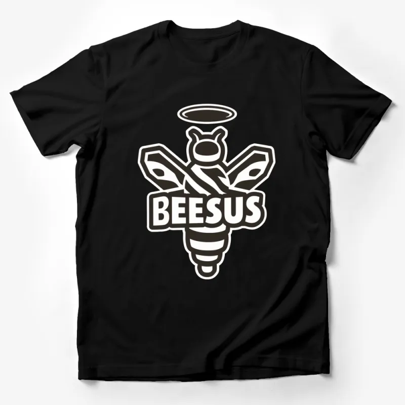 Beesus Graphic T-Shirt, Funny Bee with Halo Design, Trendy Streetwear Tee, Unique Insect Art Top, Unisex Casual Shirt Male T-Shirt