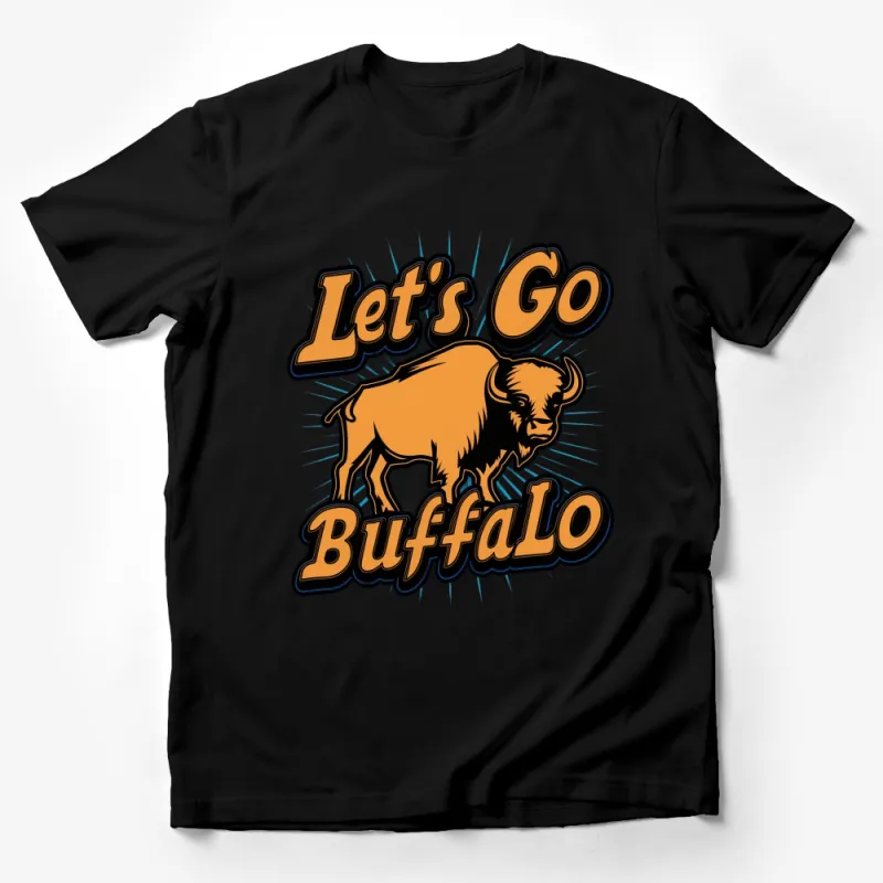 Let's Go Buffalo Graphic T-Shirt, Bold Bison Design, Blue and Orange, Unisex Tee Male T-Shirt