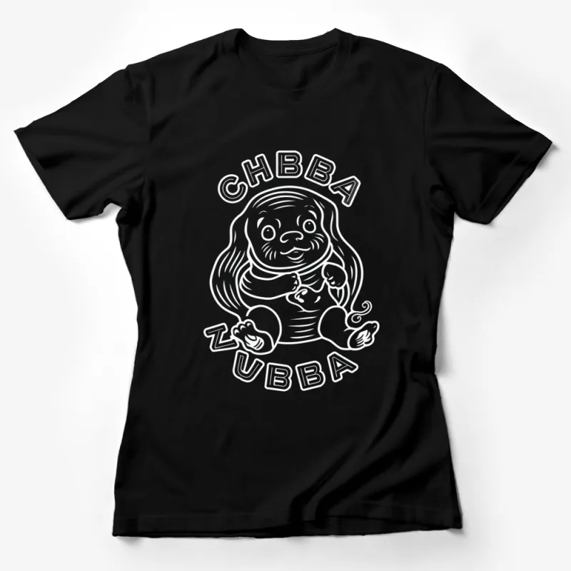 Chiba Zuba Cute Cartoon Character Black T-Shirt, Unisex Graphic Tee, Casual Streetwear, Unique Art Design, All Sizes Female T-Shirt