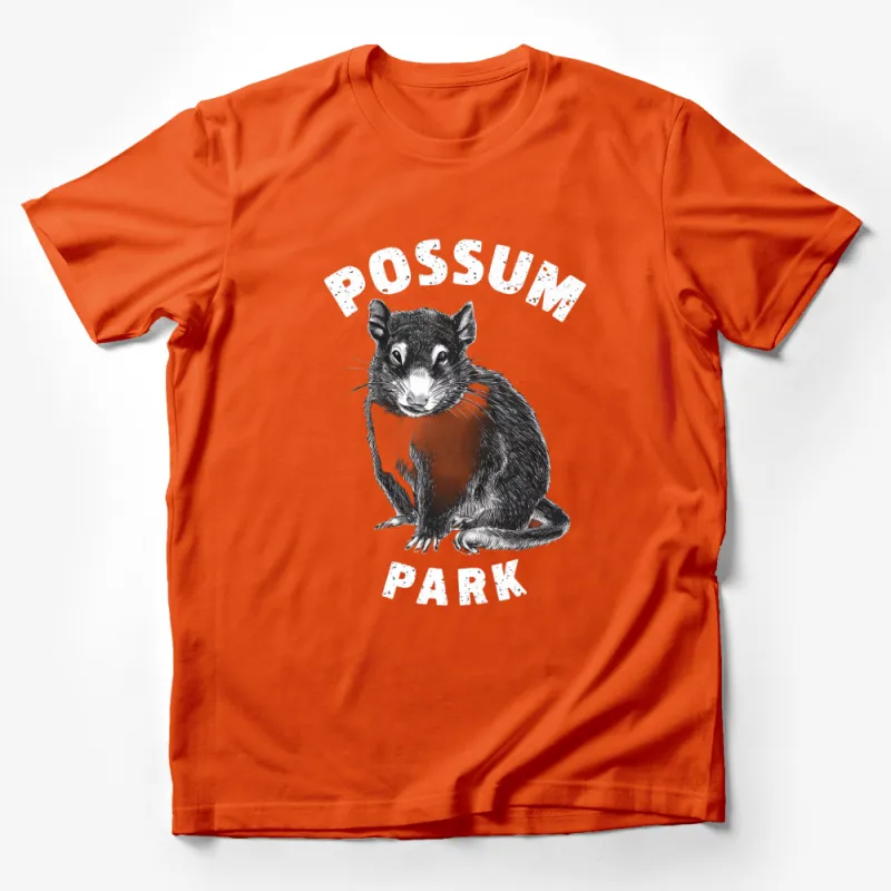 Possum Park Graphic T-Shirt, Cute Possum Illustration Tee, Black and White Animal Shirt Male T-Shirt