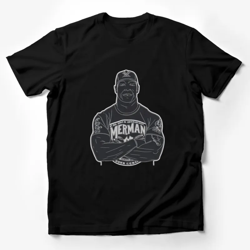 Vintage Merman Wrestling Graphic T-Shirt, Retro John Cena Inspired, Casual Sports Tee, Trendy Unisex Shirt Male T-Shirt