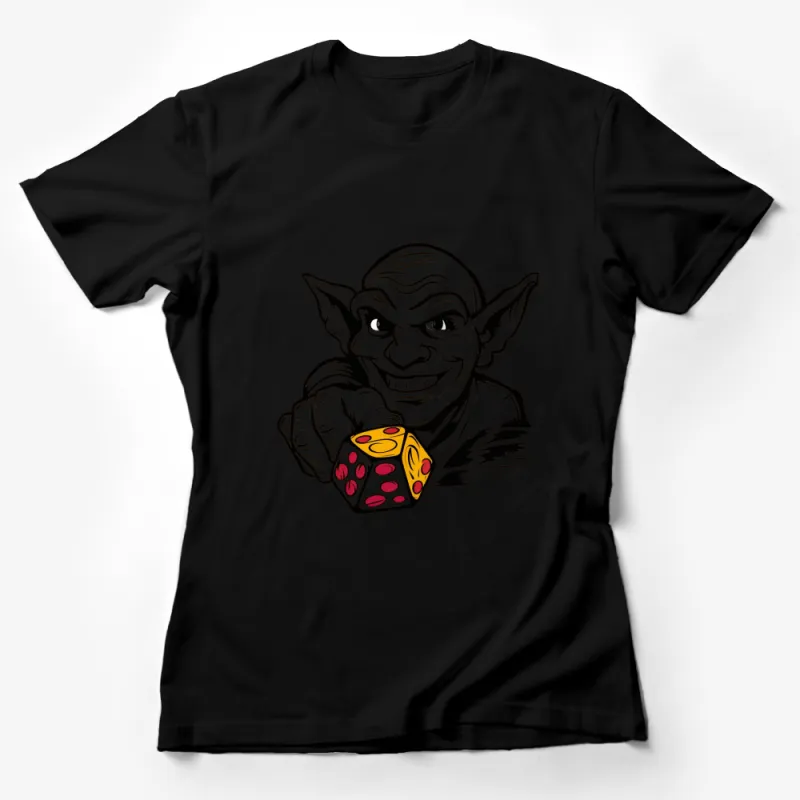 Fantasy Goblin Dice Game T-Shirt, Geeky Tabletop RPG Tee, Unique Gift for Gamers, Graphic Black and White Unisex Shirt Female T-Shirt