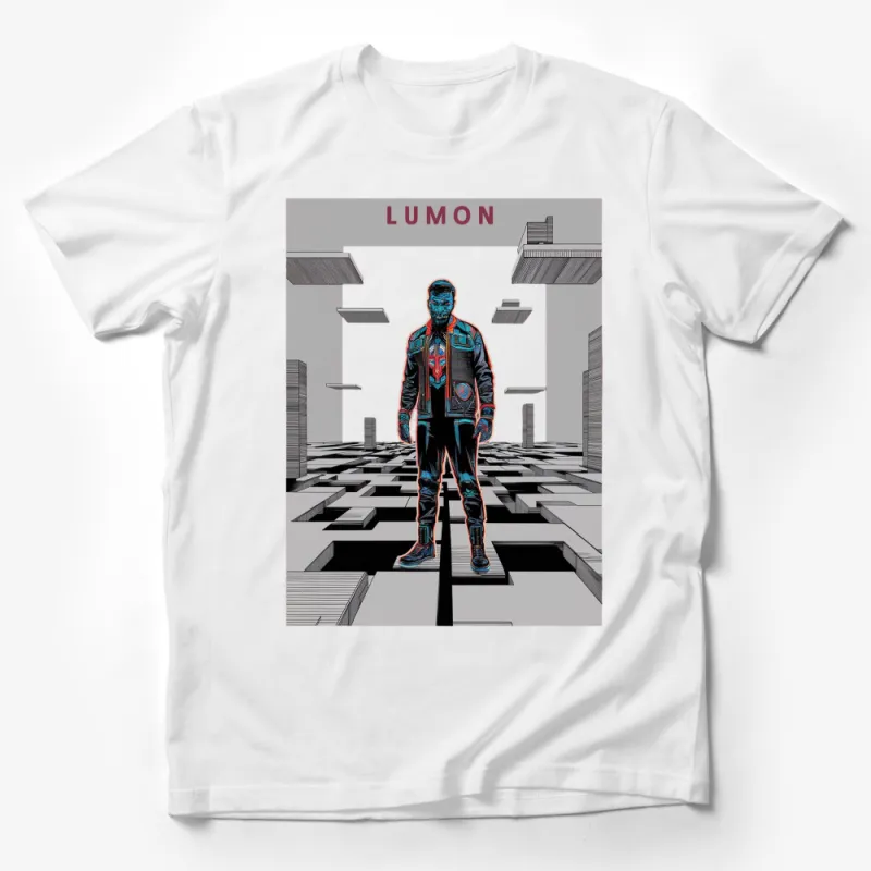 Lumon Graphic T-Shirt, Futuristic Sci-Fi Worker Design, Men's Fashion Tee, Urban Style Streetwear, Bold Colors Male T-Shirt