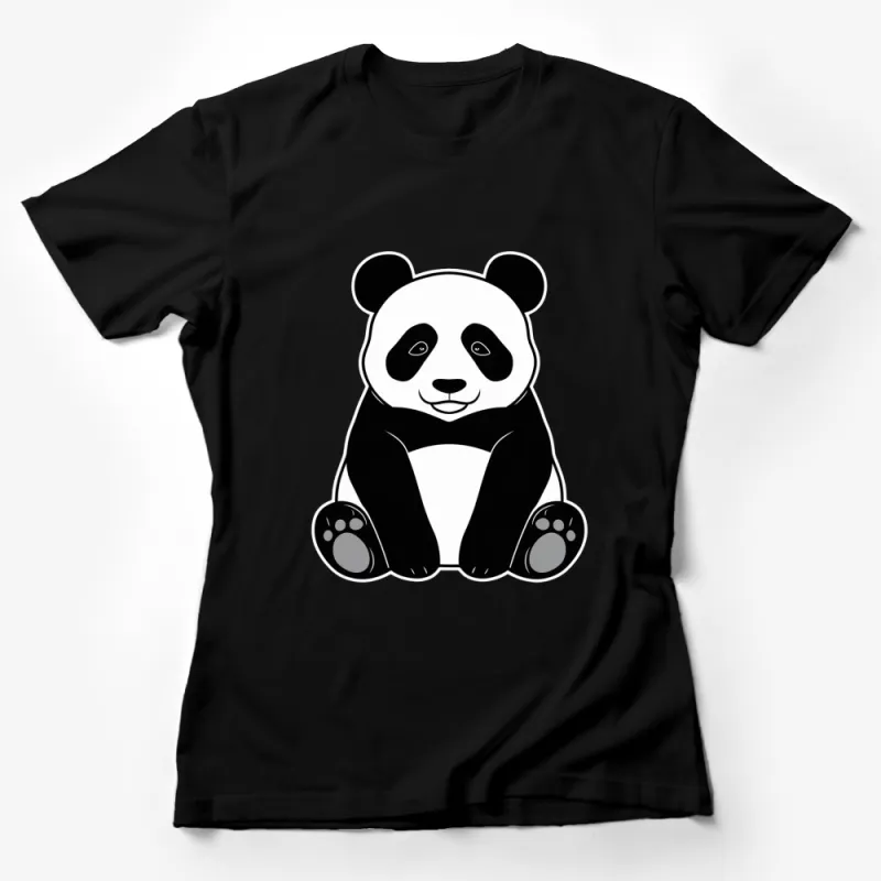 Cute Panda T-Shirt, Adorable Black and White Panda Graphic Tee, Unisex Casual Panda Lover Shirt Female T-Shirt