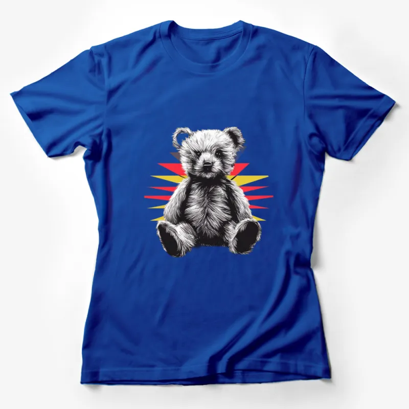 Vintage Style Teddy Bear T-Shirt, Retro Bear with Rays Graphic Tee, Unisex Shirt for All Ages Female T-Shirt