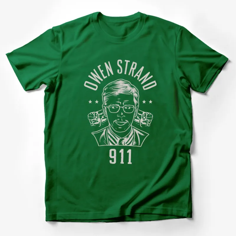 Owen Strand 911 Graphic T-Shirt, Vintage Style Portrait Tee, Black and White Male T-Shirt