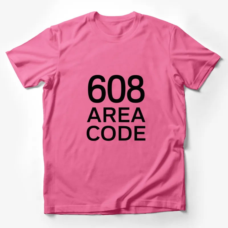 Stylish 608 Area Code T-Shirt, Classic Black and White Design, Unisex Fashion Top Male T-Shirt