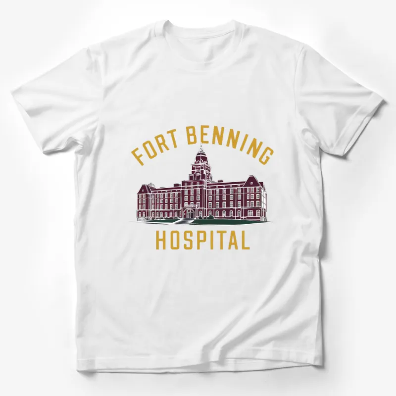 Fort Benning Hospital Graphic T-Shirt, Military Base Georgia, Army Medical Center Tee, Patriotic Casual Wear Male T-Shirt