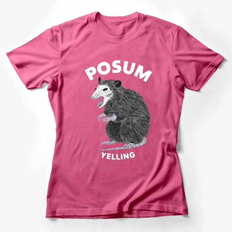 Yelling Possum Graphic T-Shirt, Funny Animal Lover Tee, Unisex Adult Clothing, Unique Wildlife Illustration Shirt Female T-Shirt