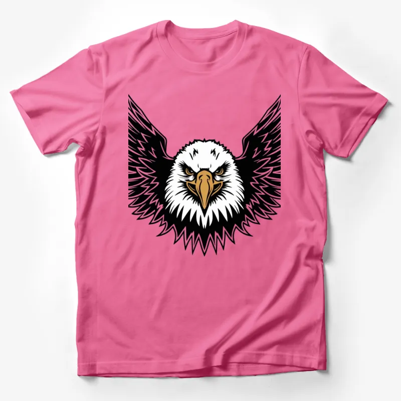 Majestic Eagle Head with Spread Wings Black and White T-Shirt, Graphic Eagle Tee, Nature Inspired Apparel Male T-Shirt