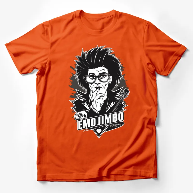 Emo Jimbo Graphic T-Shirt, Rock and Roll Emo Style Tee, Unisex Black and White Shirt Male T-Shirt