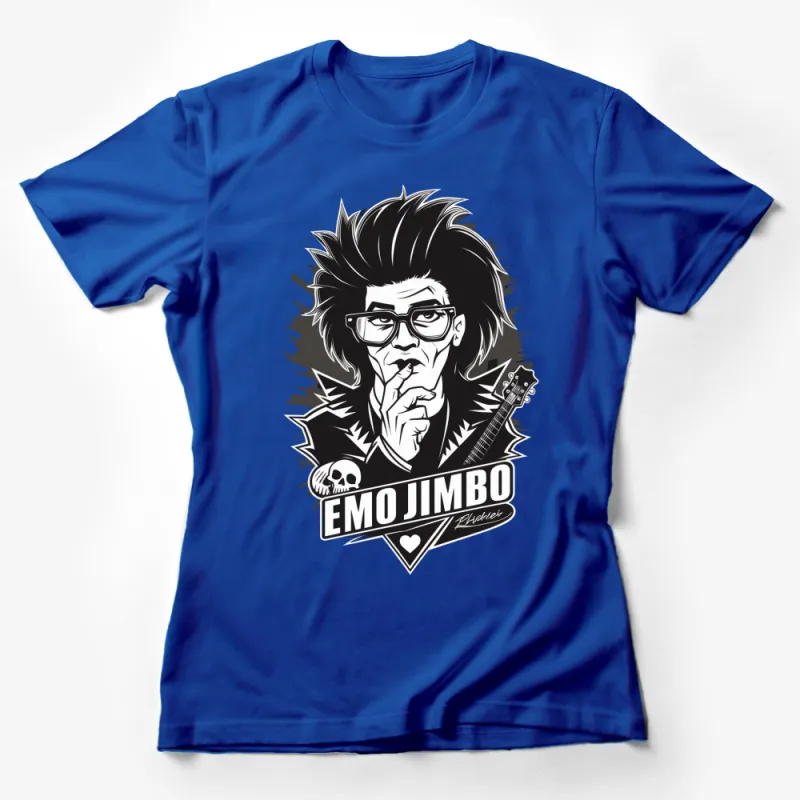 Emo Jimbo Graphic T-Shirt, Rock and Roll Emo Style Tee, Unisex Black and White Shirt Female T-Shirt