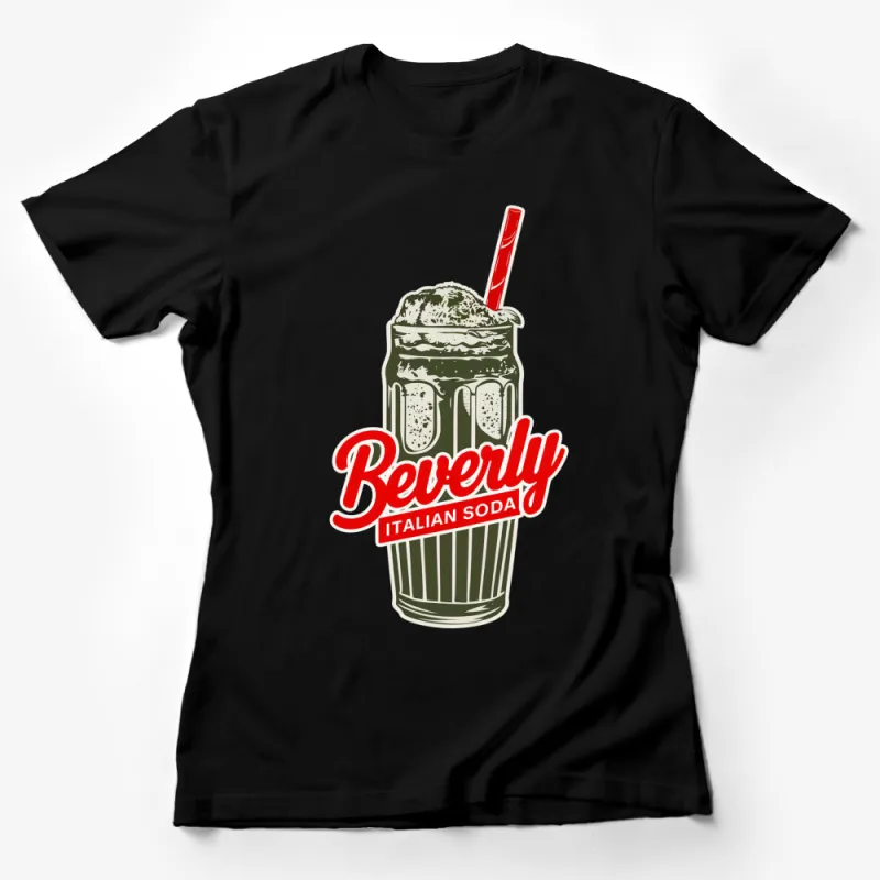 Vintage Beverly Italian Soda T-Shirt, Classic Soda Glass Graphic Tee, Retro Beverage Shirt, Unique Drink Lover Gift Female T-Shirt