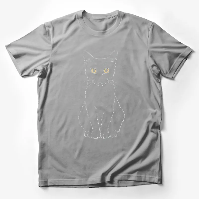 Cat Sketch T-Shirt, Graphic Tee with Detailed Feline Drawing, Unisex Adult and Kids Sizes Male T-Shirt