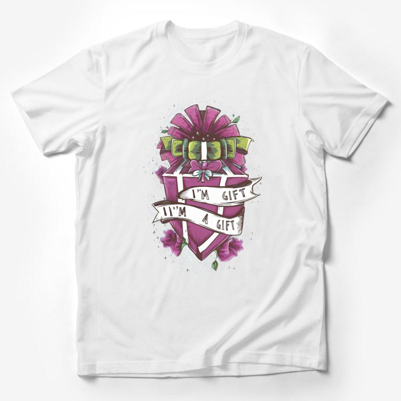 Unique Funky Gift T-Shirt Design, I'm A Gift Quote, Colorful Graphic Tee, Unisex Gift Idea Male T-Shirt