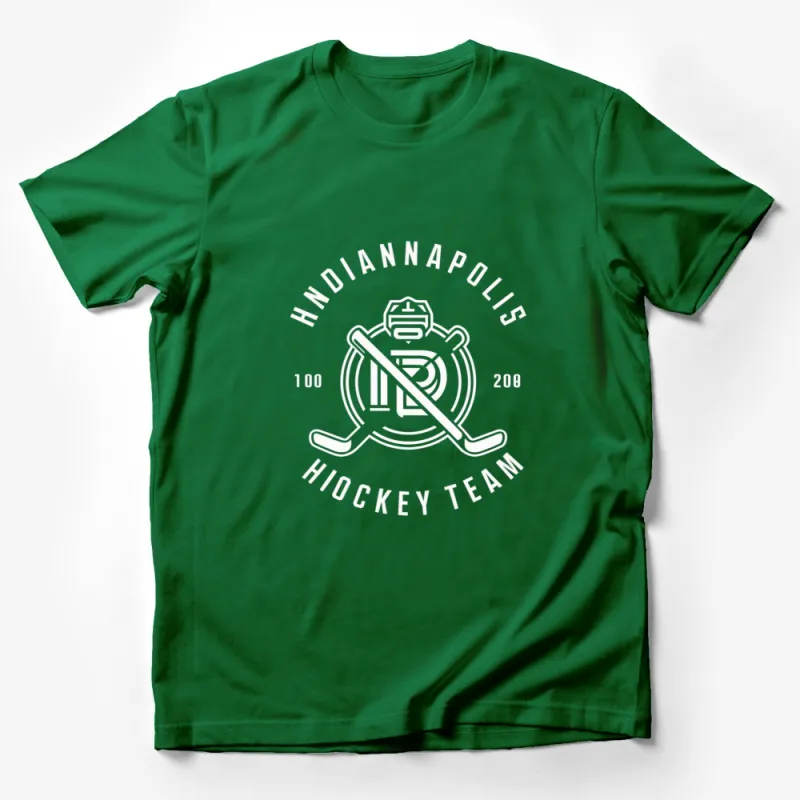 Indianapolis 100 208 Hockey Team Graphic T-Shirt, Black and White Sports Tee, Casual Athletic Apparel Male T-Shirt