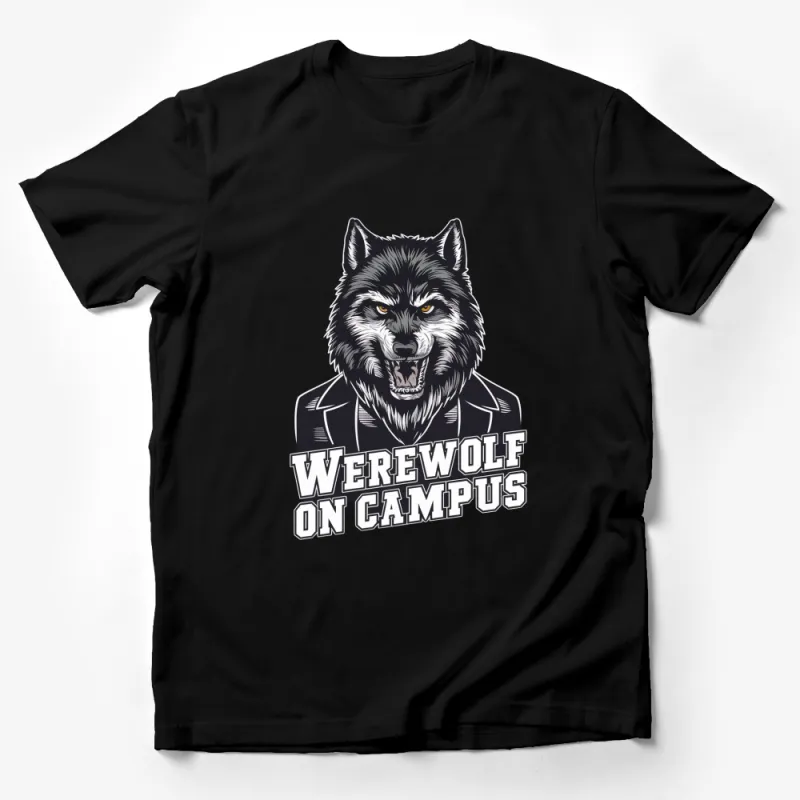 Werewolf On Campus Graphic T-Shirt, Cool Wolf Design, Unique Men's Fashion Tee, Trendy Street Style, Bold Animal Print Shirt Male T-Shirt