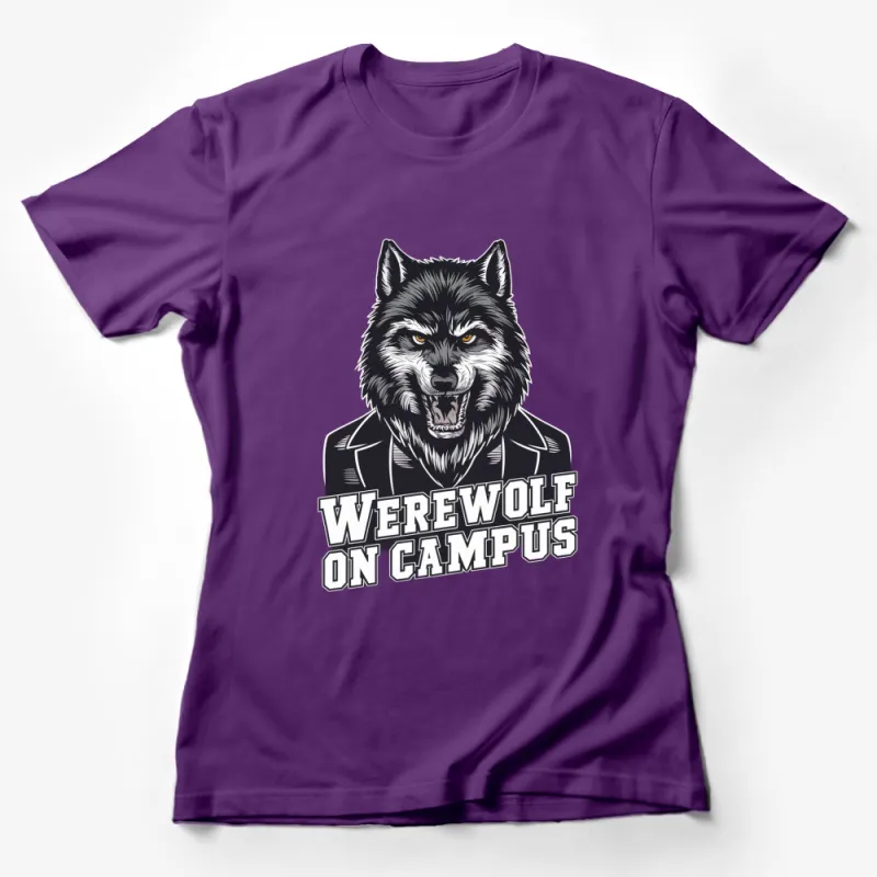 Werewolf On Campus Graphic T-Shirt, Cool Wolf Design, Unique Men's Fashion Tee, Trendy Street Style, Bold Animal Print Shirt Female T-Shirt