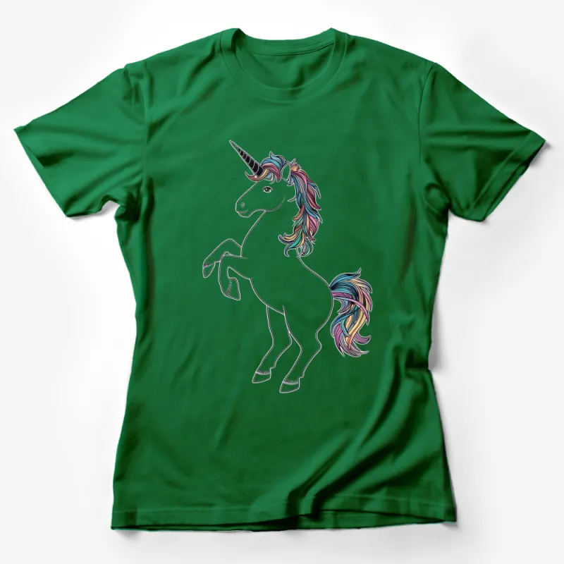 Colorful Unicorn Graphic T-Shirt, Kids Magic Rainbow Unicorn Tee, Fantasy Animal Shirt for Children Female T-Shirt