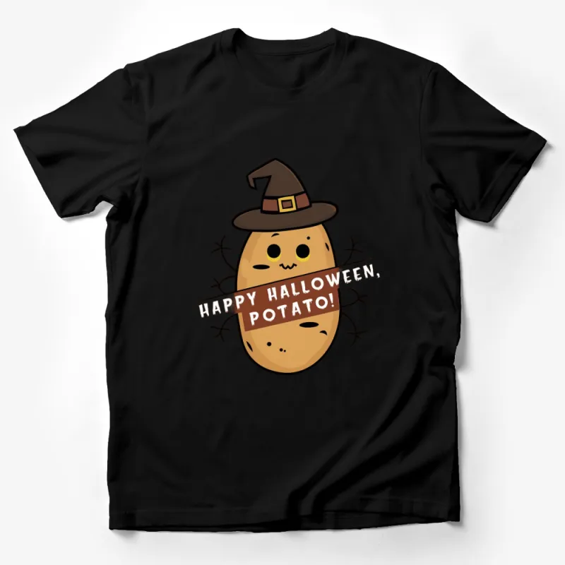 Happy Halloween Potato T-Shirt, Cute Witch Hat Potato Graphic Tee, Funny Fall Festival Apparel, Unisex Male T-Shirt