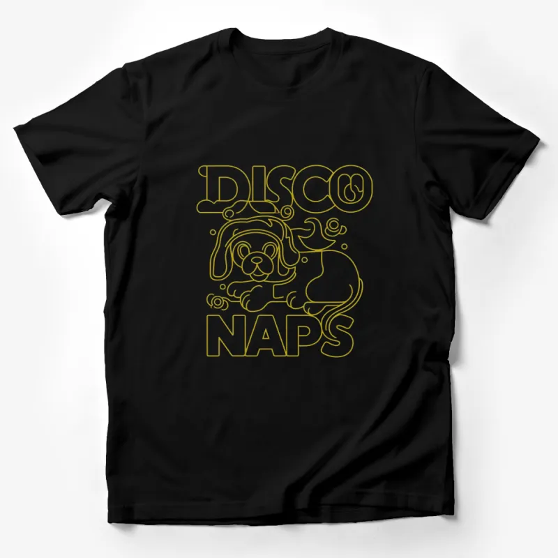 Disco Naps T-Shirt, Cute Sleeping Dog Graphic Tee, Unisex Modern Casual Wear, Perfect Gift Idea Male T-Shirt