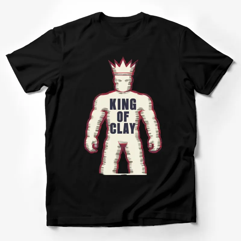 King of Clay Bold Typography T-Shirt, Vintage Crown Graphic Tee, Retro Tennis Lover Gift, Unique Sports Apparel Male T-Shirt