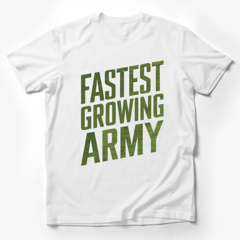 Fastest Growing Army T-Shirt, Bold Green Text Eco-Themed Casual Wear Male T-Shirt