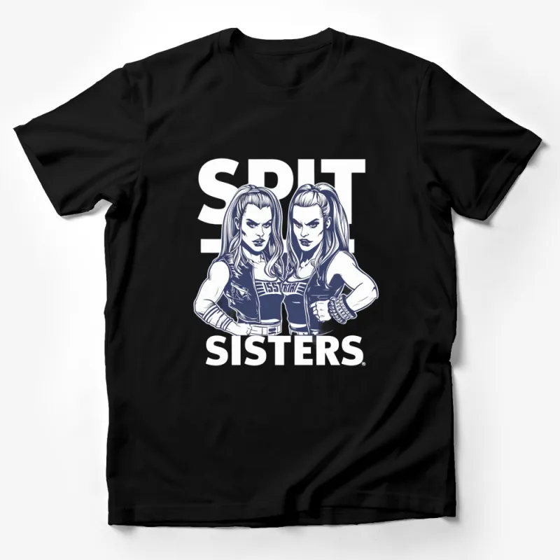 Split Sisters Graphic T-Shirt, Vintage Comic Style Twin Design, Cool Retro Fashion Tee Male T-Shirt