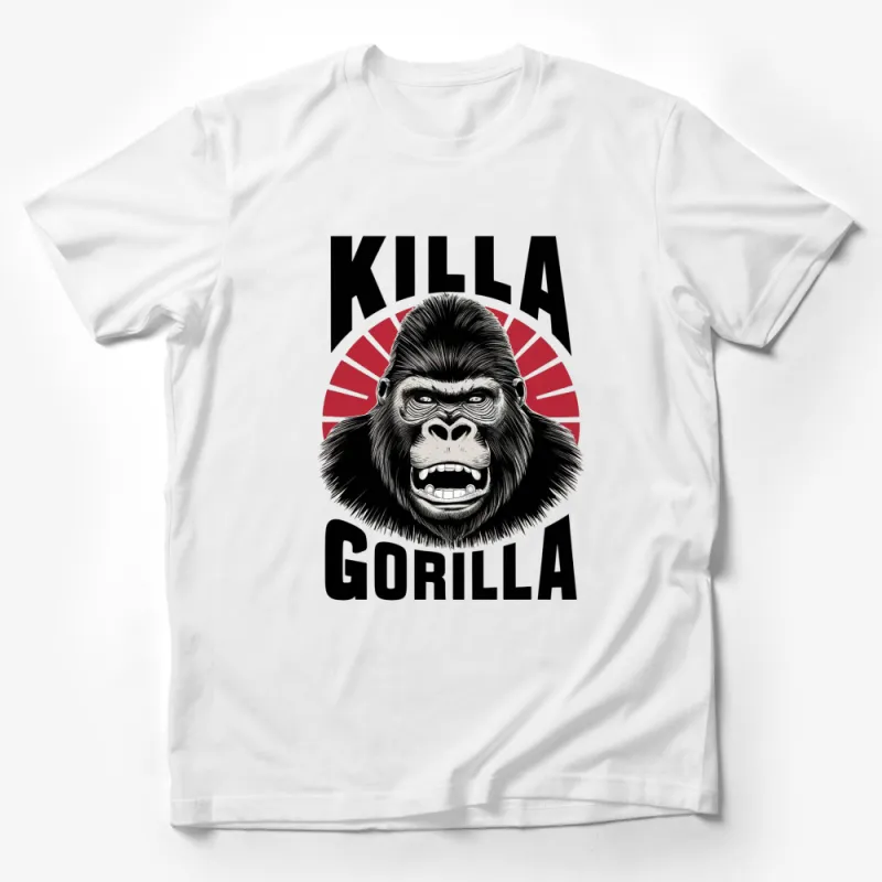 Killa Gorilla Graphic T-Shirt, Bold Black and White Animal Design, Unisex Streetwear Style Male T-Shirt