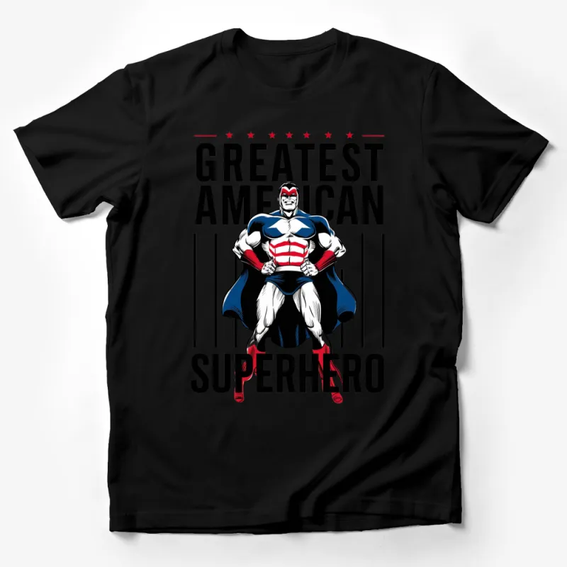 Patriotic Superhero T-Shirt, Greatest American Hero, Vintage Comic Style Tee, Bold Colors Male T-Shirt