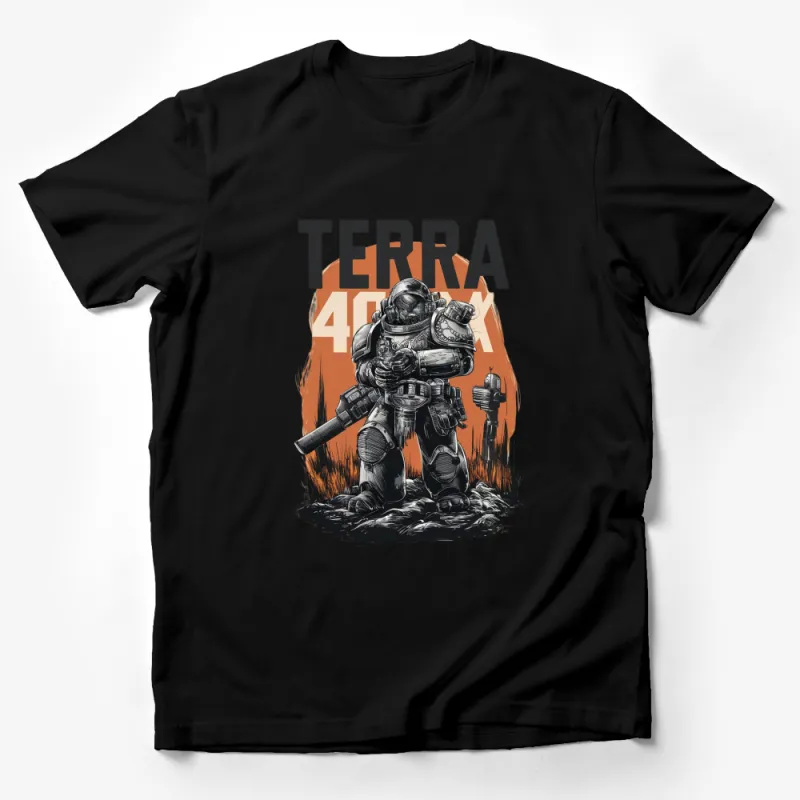 Terra 40 Sci-Fi Warrior Graphic T-Shirt, Futuristic Soldier Design, Men's and Women's Casual Tee Male T-Shirt