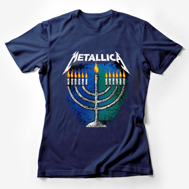 Band Inspired Menorah Design T-Shirt, Unisex Rock Music Tee, Unique Graphic Shirt Gift, Casual Apparel Female T-Shirt