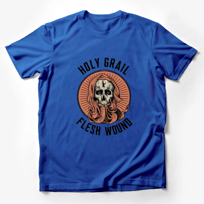 Vintage Holy Grail Flesh Wound T-Shirt, Skull and Beard Graphic Tee, Retro Style Apparel Male T-Shirt