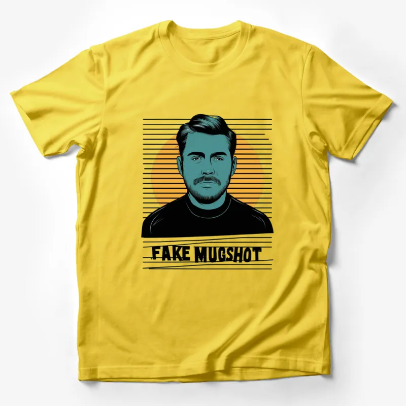 Vintage Style Fake Mugshot Graphic T-Shirt, Retro Art Print Tee, Unique Fashion Statement Top Male T-Shirt