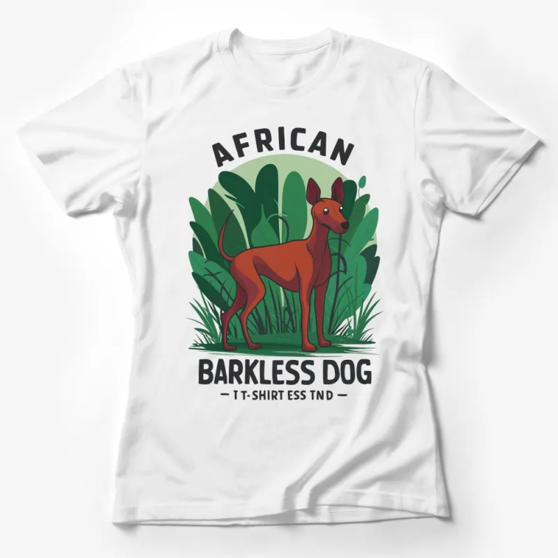 African Barkless Dog T-Shirt, Basenji Dog in Jungle Graphic Tee, Unisex Adult Clothing, Dog Lover Gift Female T-Shirt