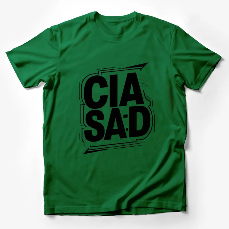 Bold CIA SAD Graphic T-Shirt, Black and White Stylish Statement Shirt, Trendy Fashion Top Male T-Shirt