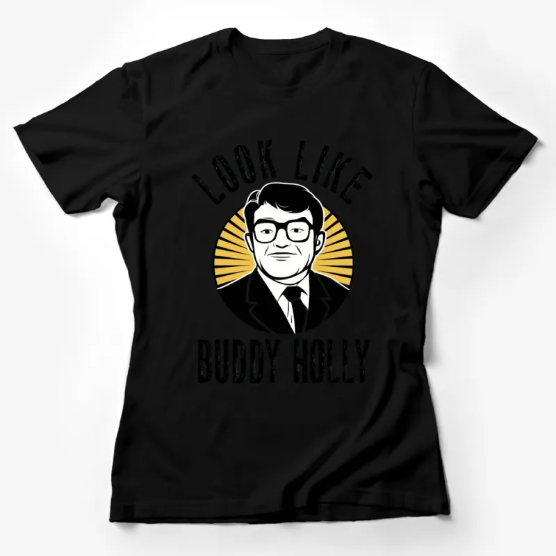 Vintage Look Like Buddy Holly Graphic T-Shirt, Retro Music Icon Tee, Black and White Shirt, Unisex Female T-Shirt