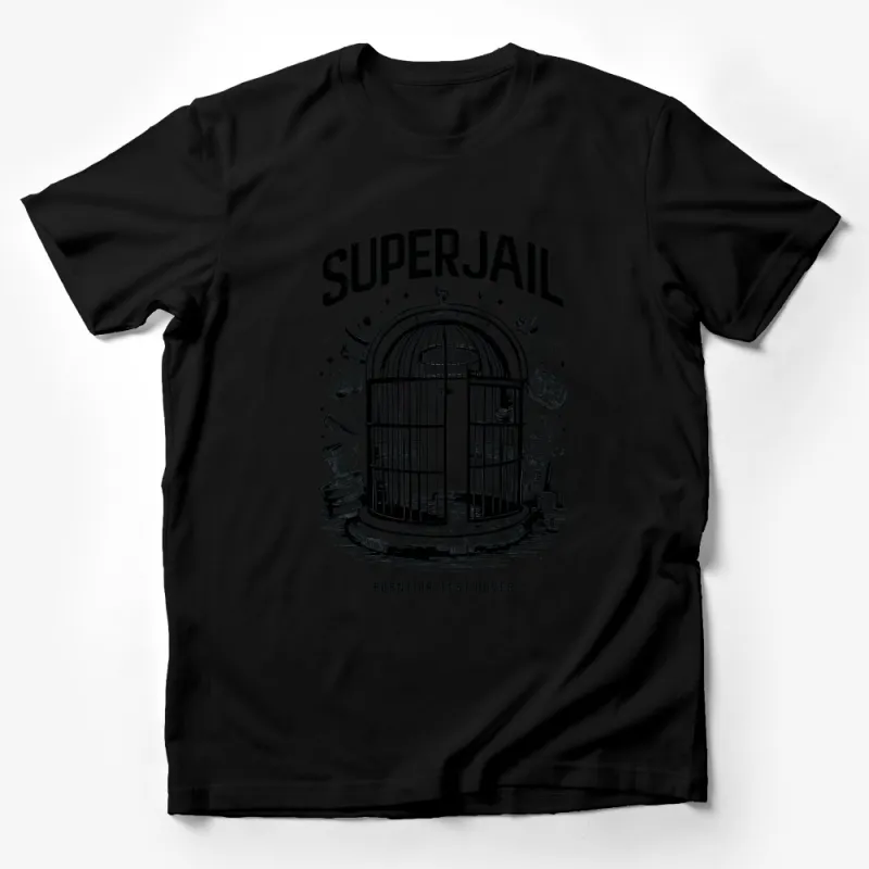 Superjail Inspired Black and White T-Shirt, Unique Graphic Prison Tee, Unisex Fashion Top Male T-Shirt