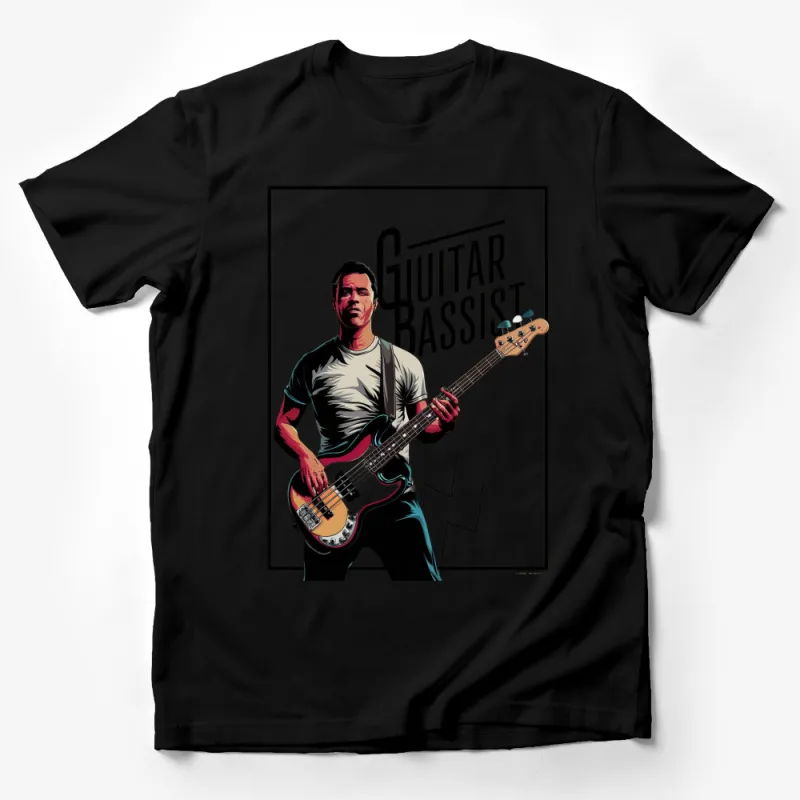 Guitar Bassist T-Shirt, Vintage Rock Music Lover Tee, Graphic Bass Player Shirt, Retro Musician Gift Male T-Shirt