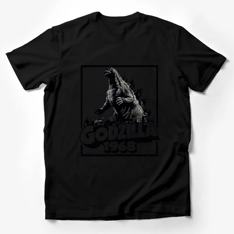 Vintage Godzilla 1968 T-Shirt, Classic Monster Movie Fan Tee, Retro Graphic Black Shirt, Unique Gift for Film Buffs Male T-Shirt