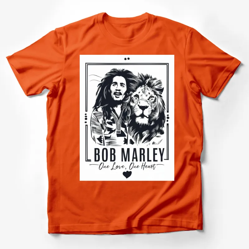 Bob Marley One Love One Heart Lion Graphic Unisex T-Shirt, Music Legend Tee, Rasta Reggae Shirt Male T-Shirt